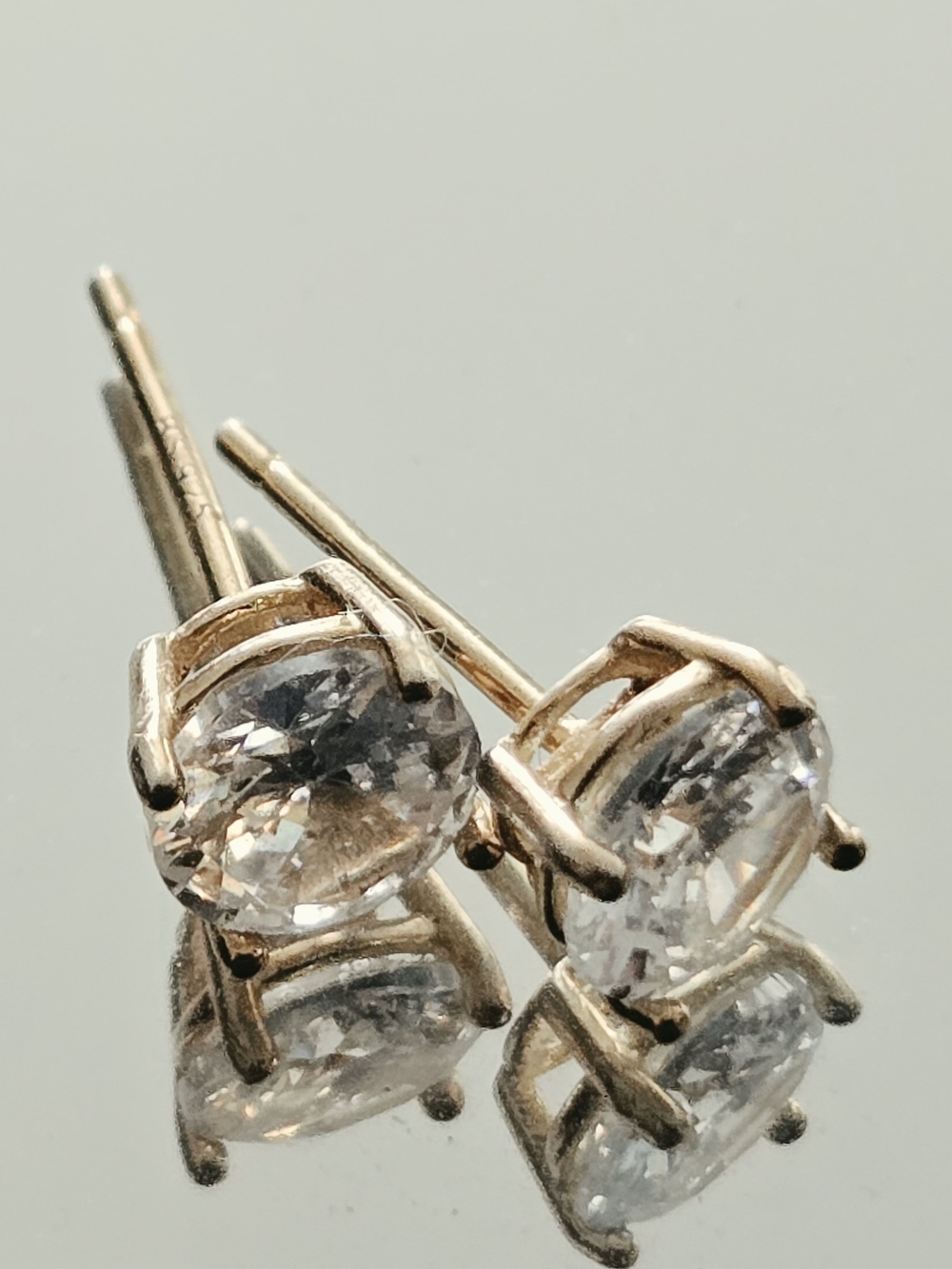 Gold Vermiel 925 Sterling Clear Cubic Zirconia Stud Earrings - Women Jewelry